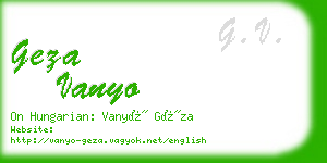 geza vanyo business card